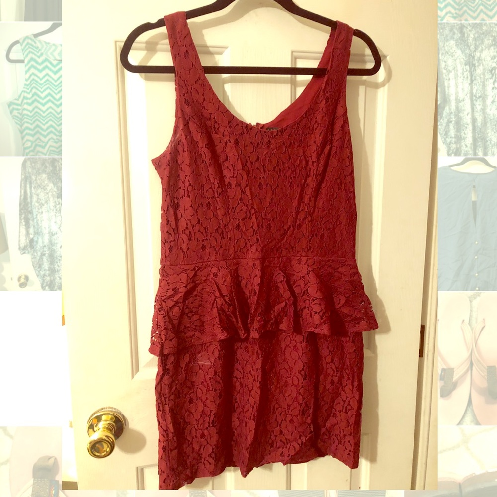 Deep Red Peplum Dress